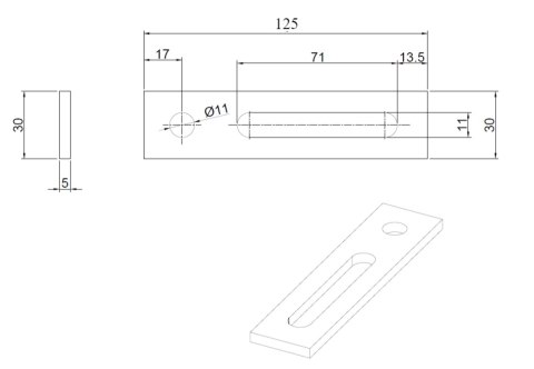 Adapter montażowy 125*30*4*11mm - 10szt Adapter montażowy 125*30*4*11mm - 10szt