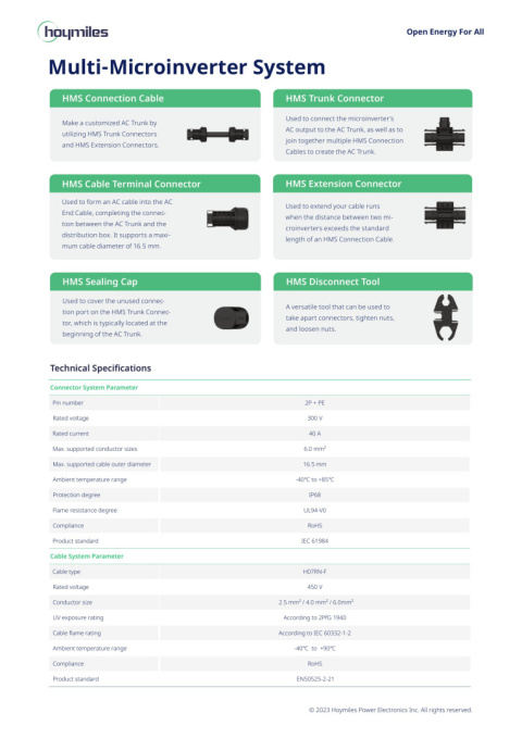 HOYMILES HMS FLEX Trunk Connector HOYMILES HMS FLEX Trunk Connector
