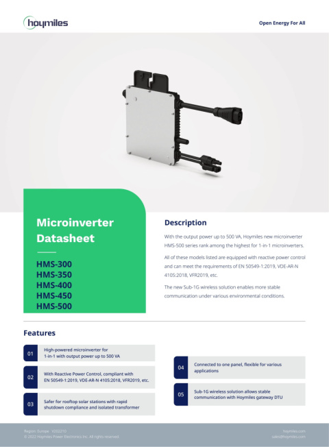HOYMILES Mikroinwerter HMS 500-1T 1F (1*670W) HOYMILES Mikroinwerter HMS 500-1T 1F (1*670W)