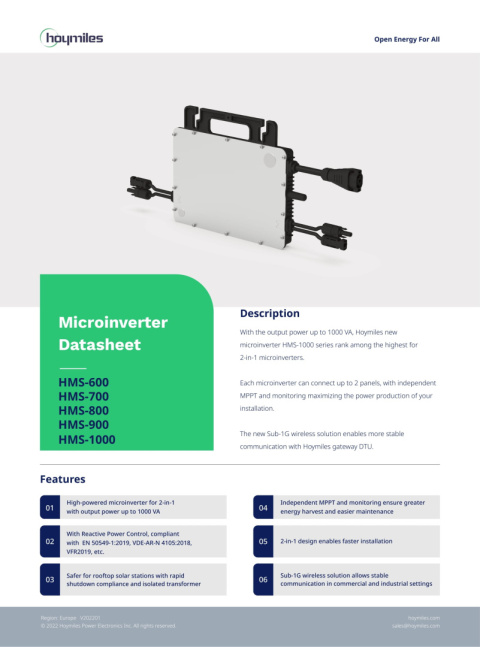 HOYMILES Mikroinwerter HMS 800-2T 1F (2*540W) HOYMILES Mikroinwerter HMS 800-2T 1F (2*540W)