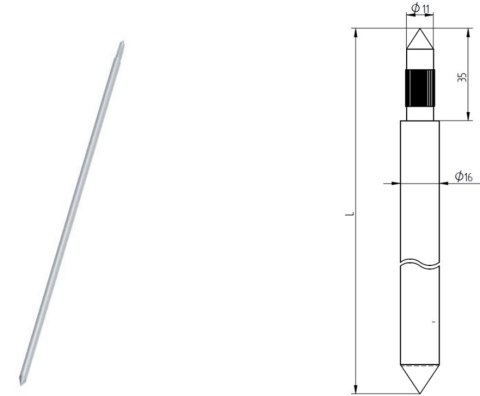 Pręt odgromowy uziom L-1500 zaostrzony Fi-16 (1.50mtr.) Pręt odgromowy uziom L-1500 zaostrzony Fi-16 (1.50mtr.)