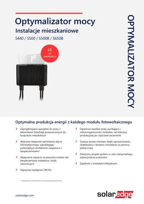 Solaredge Optymalizator S650B-1G M4M BM (kabel 0,1m/2,3m) Solaredge Optymalizator S650B-1G M4M BM (kabel 0,1m/2,3m)
