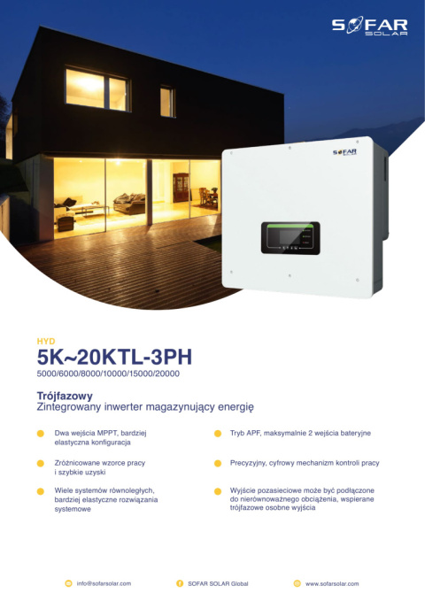 Zestaw: SOFAR Inwerter hybrydowy HYD8KTL-3PH , Magazyn energii Sofar 10kWh BTS E10-DS5 Zestaw: SOFAR Inwerter hybrydowy HYD8KTL-3PH , Magazyn energii Sofar 10kWh BTS E10-DS5
