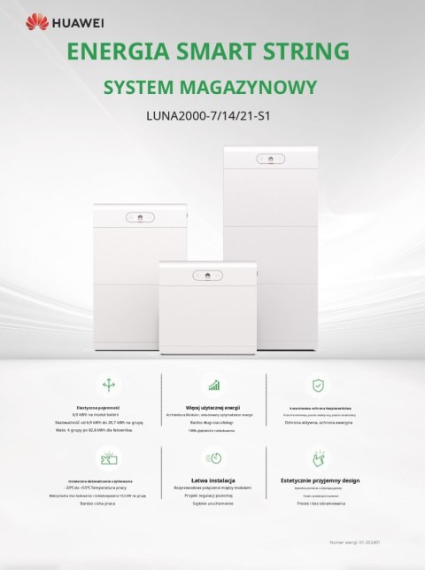 HUAWEI Magazyn energii LUNA2000-7-S1 7kWH (LUNA2000-7-E1 + LUNA2000-10KW-C1) HUAWEI Magazyn energii LUNA2000-7-S1 7kWH (LUNA2000-7-E1 + LUNA2000-10KW-C1)