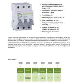 NOARK Wyłącznik nadprądowy 3P Typ C 63A 6kA AC (100149)