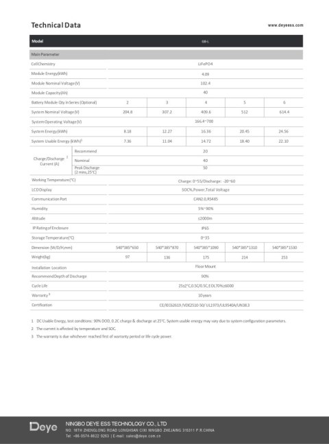 DEYE Energiespeicher HV Batterie GB-L 4.09kWh (Hochspannung) DEYE Energiespeicher HV Batterie GB-L 4.09kWh (Hochspannung)