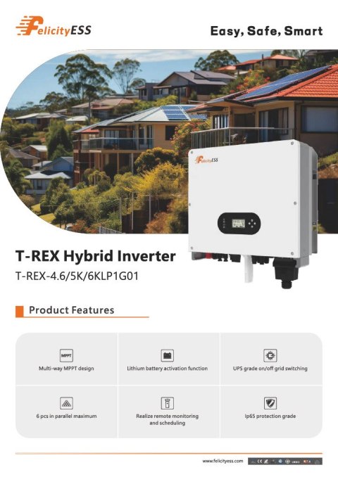 Felicity Hybrid-Wechselrichter T-REX-6KLP1G01 1-phasig Felicity Hybrid-Wechselrichter T-REX-6KLP1G01 1-phasig