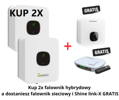 Growatt Zestaw: 2x Falownik hybrydowy MIN-3000TL-XH+Falownik sieciowy 3000TL-X GRATIS +Shine link-X GRATIS