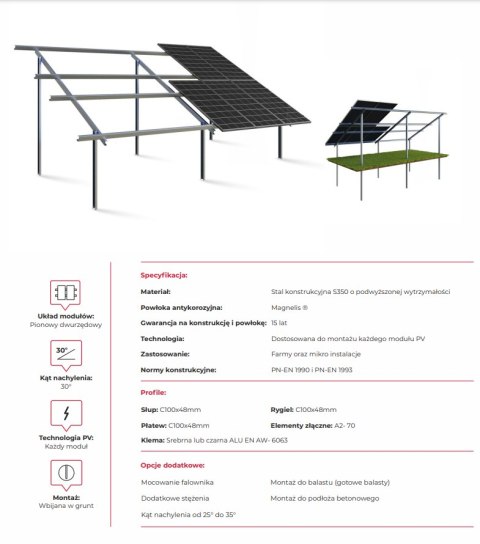 KONSTRUKCJA D2V DWUPODPOROWA GRUNTOWA (19901134) dla PV BIFACIAL KONSTRUKCJA D2V DWUPODPOROWA GRUNTOWA (19901134) dla PV BIFACIAL