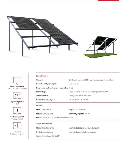 KONSTRUKCJA DH4 DWUPODPOROWA GRUNTOWA (19901134) dla PV BIFACIAL KONSTRUKCJA DH4 DWUPODPOROWA GRUNTOWA (19901134) dla PV BIFACIAL