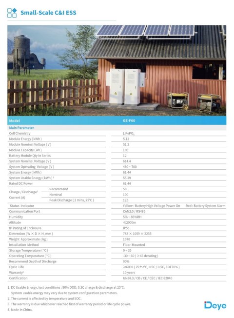 DEYE All In One GE-F120-2H2 (Inwerter 50kW+ Bateria 61,44kWh) wysokonapięciowy DEYE All In One GE-F120-2H2 (Inwerter 50kW+ Bateria 61,44kWh) wysokonapięciowy