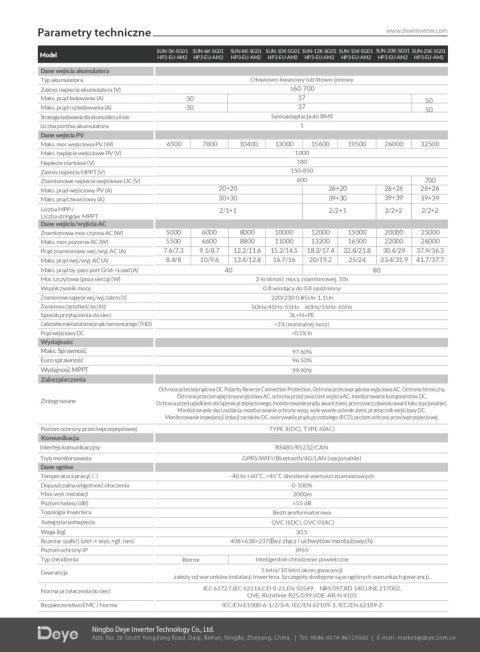 DEYE Falownik hybrydowy SUN-10K-SG01HP3-EU-AM2 3-fazowy (wysokonapięciowy)