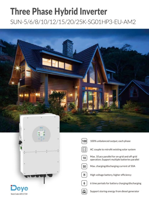 DEYE Falownik hybrydowy SUN-10K-SG01HP3-EU-AM2 3-fazowy (wysokonapięciowy)