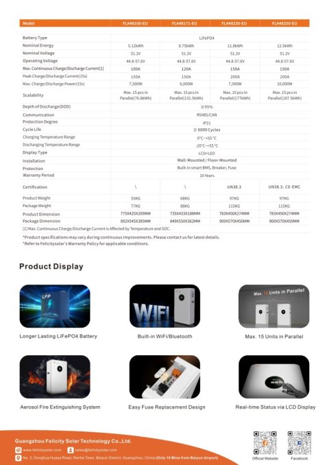 Felicity Bateria FLA48171-EU 8.7kWh 51,2V (IP21) (niskonapięciowy)