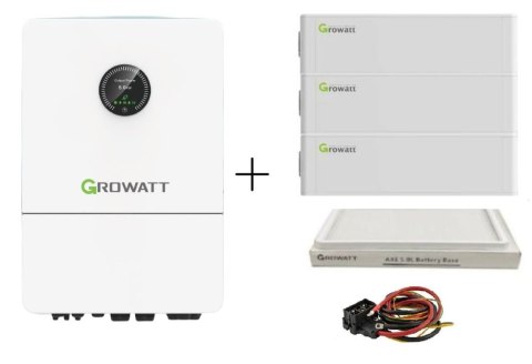 GROWATT Zestaw: Falownik hybrydowy WIT-12K-X-HU 3-fazowy+Bateria 15kWh+podstawa+kable