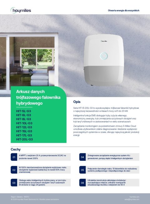 HOYMILES Falownik hybrydowy HIT-6L-G3 (3-fazowy) (niskonapięciowy)