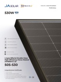 JA SOLAR JAM60D42 BIFACIAL 530W LB Czarna Rama (N-Type) MC4