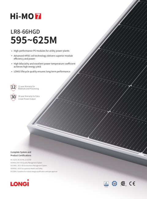 LONGI SOLAR LR8-66HGD 615W Bifacial (HIMO7) LONGI SOLAR LR8-66HGD 615W Bifacial (HIMO7)