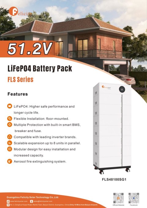Felicity Bateria FLS48100SCG1 5.12kWh 51.2V (niskonapięciowy) z wbudowanym kontrolerem + podstawa