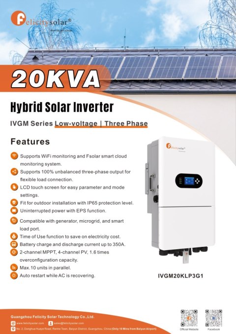 Felicity Hybrid Inverter 20KW IVGM 20KLP3G1 3-phase (low voltage)