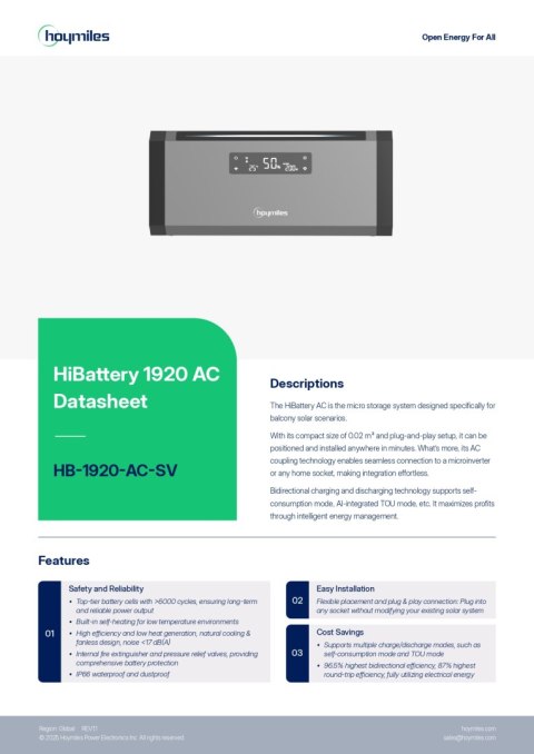 HOYMILES Battery HB-1920-AC-SV 1.92kWh 230V