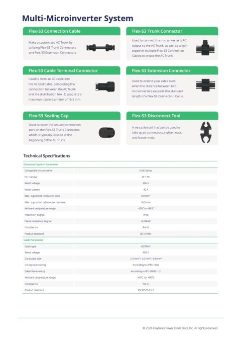 HOYMILES HMS FLEX-S3 Kabel połączeniowy 3x4.0mm2 AC 1F 2mb. (EN40-200)