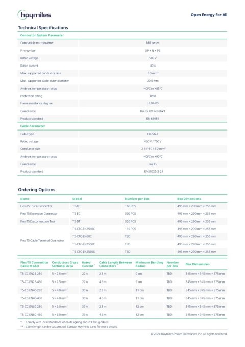 HOYMILES MIT FLEX-T5 kabel połączeniowy 5x2,5mm2 AC 3F 3mb. (T5-CC-EN25-300)