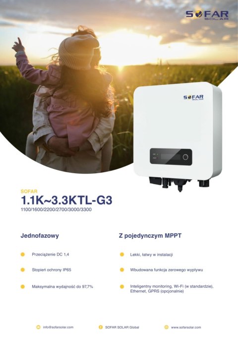 SOFAR 1600TL-G3 Jeden fazowy 1xMPPT