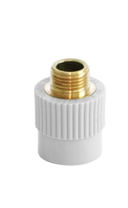 PP coupling with a brass 40/114 GZ under key