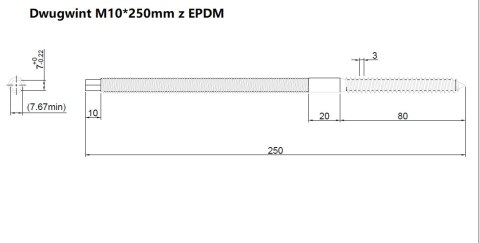 Dwugwint M10*250 z EPDM Dwugwint M10*250 z EPDM