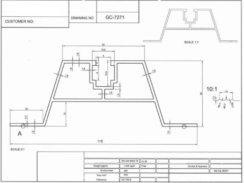 Mostek Trapezowy Wys=40mm L:400mm z EPDM Mostek Trapezowy Wys=40mm L:400mm z EPDM