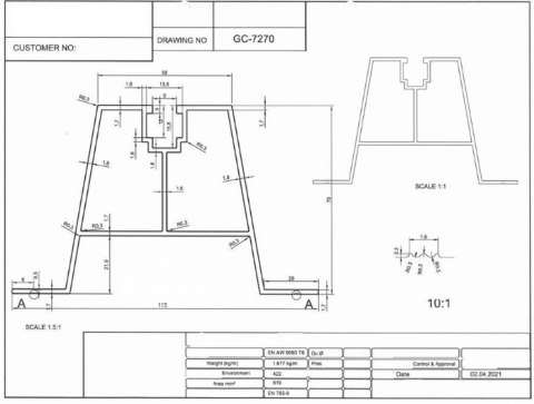 Mostek Trapezowy Wys=70mm L:330mm z EPDM Mostek Trapezowy Wys=70mm L:330mm z EPDM