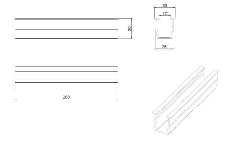 Mostek Trapezowy na Wpust przesuwny M8 L:200mm z EPDM Mostek Trapezowy na Wpust przesuwny M8 L:200mm z EPDM