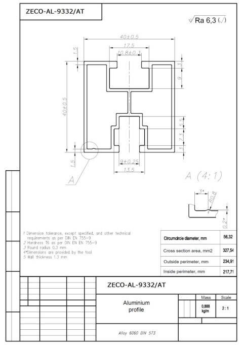 Profil aluminiowy 40*40 Śruba Sześciokątna L:4800mm Profil aluminiowy 40*40 Śruba Sześciokątna L:4800mm