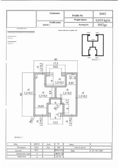 Profil aluminiowy 40*40 śruba sześciokątna L:7200mm Profil aluminiowy 40*40 śruba sześciokątna L:7200mm