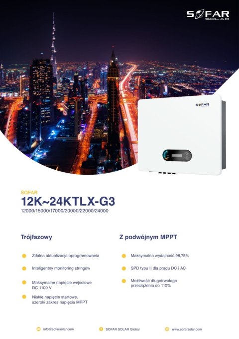 SOFAR 12KTL-X-G3 Trzy fazowy 2xMPPT SOFAR 12KTL-X-G3 Trzy fazowy 2xMPPT