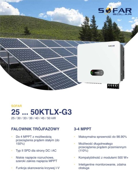 SOFAR 50KTL-X-G3 Trzy fazowy 4xMPPT SOFAR 50KTL-X-G3 Trzy fazowy 4xMPPT