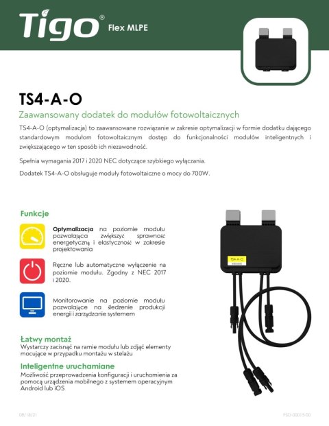TIGO: Optymalizator TS4-A-O 700W TIGO: Optymalizator TS4-A-O 700W