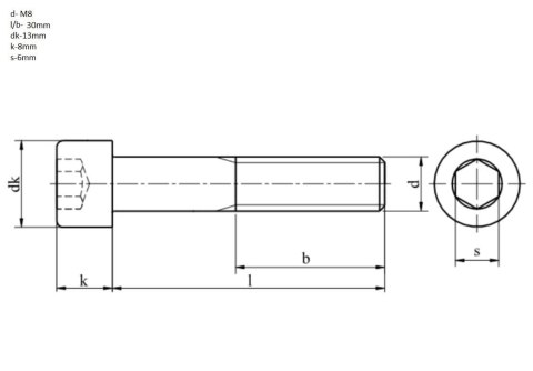 Śruba imbusowa M8*30mm Śruba imbusowa M8*30mm
