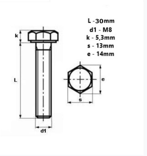 Śruba sześciokątna A2 M10*30mm Śruba sześciokątna A2 M10*30mm